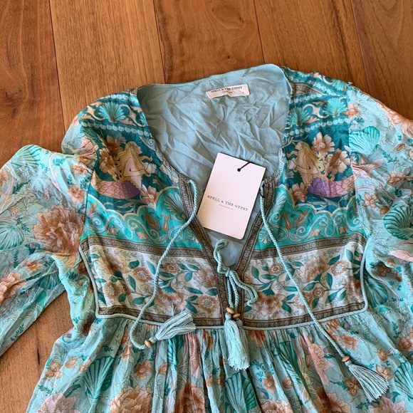 Spell & The Gypsy Collective Seashell Boho Midi Dress in Seafoam Size Small - Picture 10 of 12